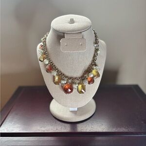 Elegant White House Black Market Gold and Orange Necklace